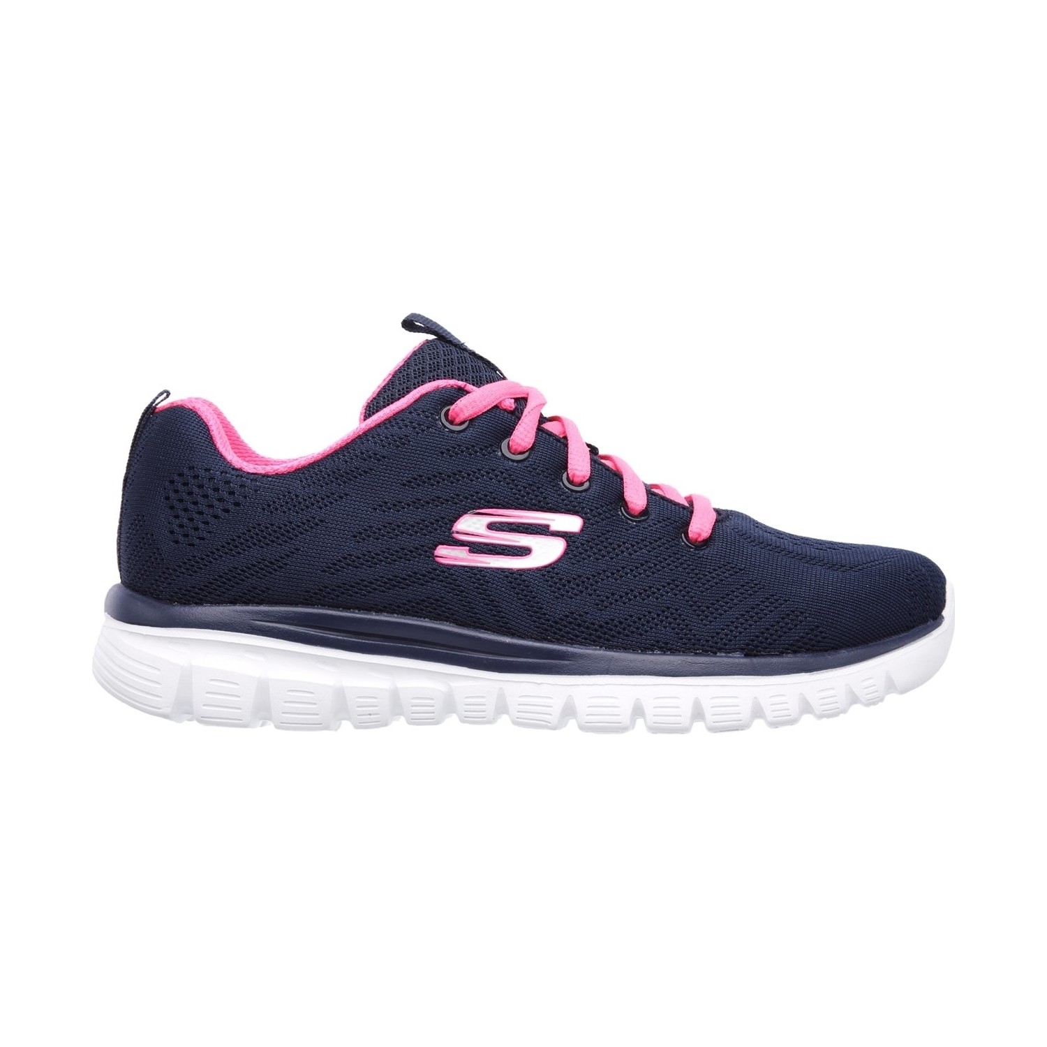 skechers graceful get connected black and rose gold trainers