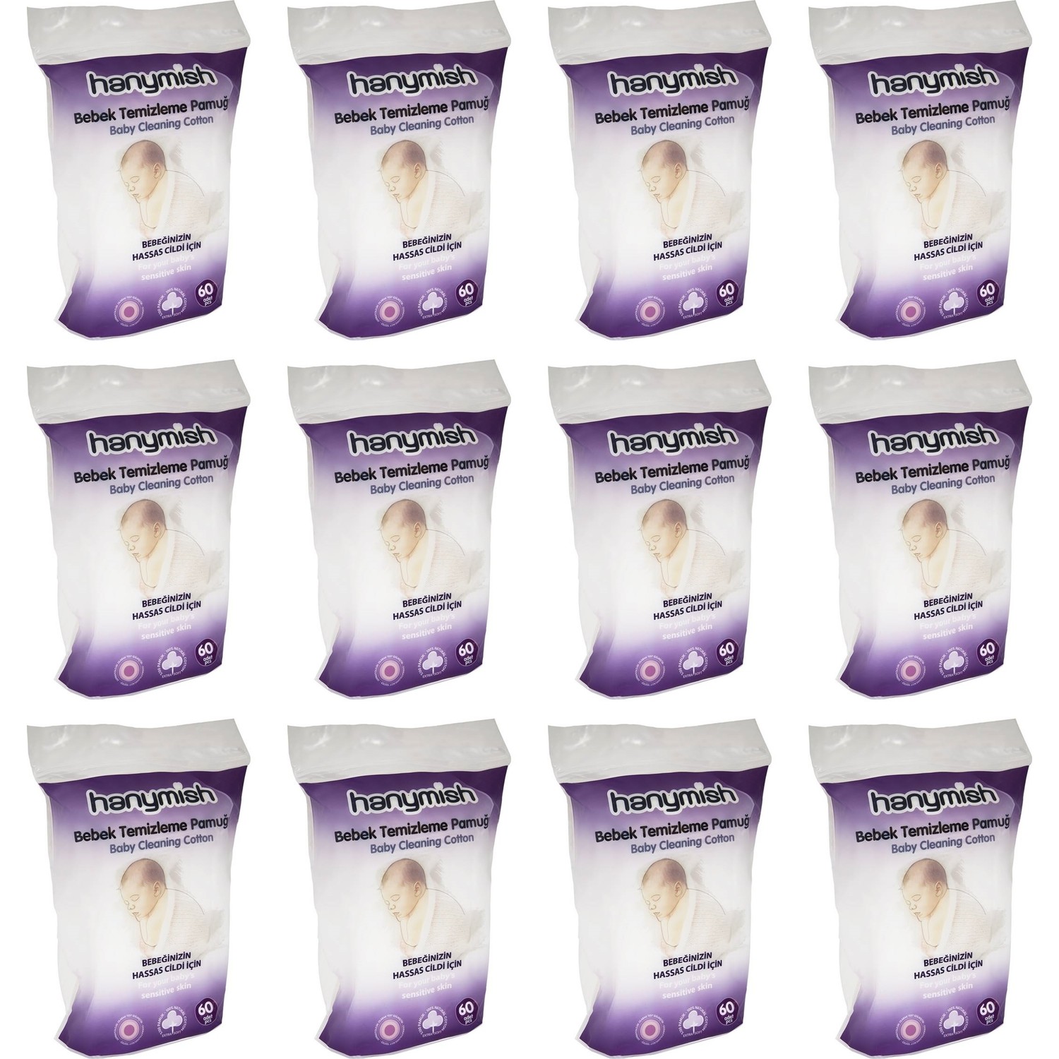 Hanymish Bebek Temizleme Pamuğu 12 x 60 Adet Fiyatı