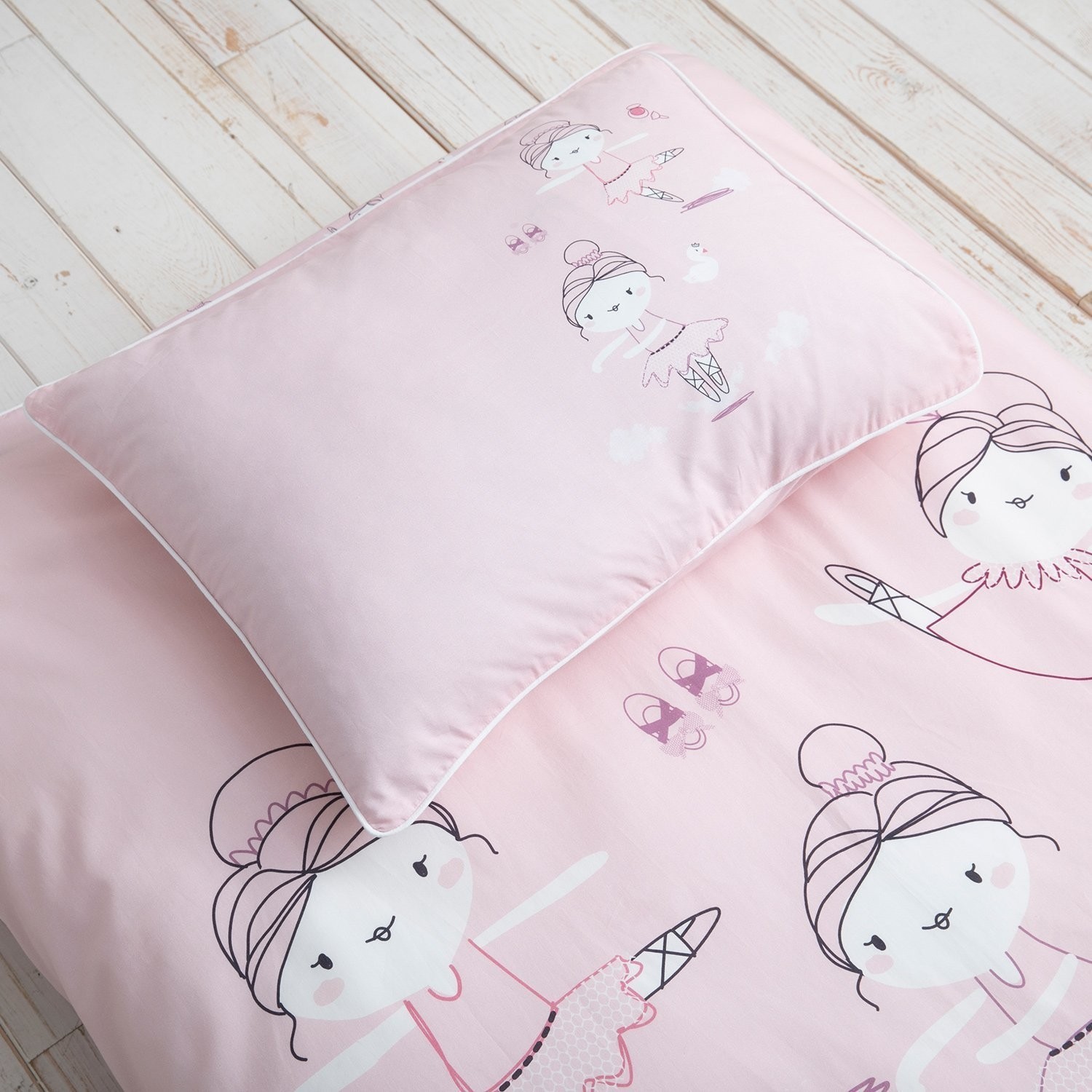 Chakra Ballerina Baskılı Bebek Nevresim Takımı Pembe 100