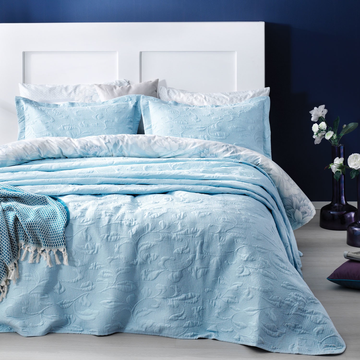 Yataş Bedding Merlin Yatak Örtüsü Seti Tek Kişilik Mavi