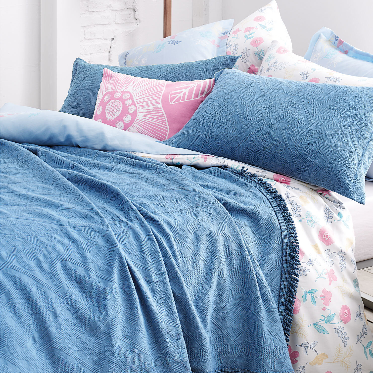 Yataş Bedding Minho Yatak Örtüsü Çift Kişilik Xl Mavi Fiyatı