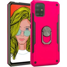 Coverzone Samsung Galaxy S20 Plus Rock Darbe Koruyucu Standlı Yüzüklü Kılıf Pembe + 5D Nano