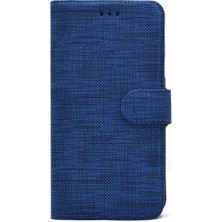 TahTicMer Xiaomi Redmi Note 7 Pro Kılıf Spor Cüzdan Kumaş Kredi Kartı Para Bölmeli Standlı Mavi