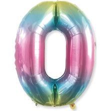 Whi̇te Süs Folyo Balon Rakam 0 40" Rengarenk P1
