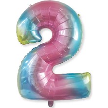 Whi̇te Süs Folyo Balon Rakam 2 40" Rengarenk P1