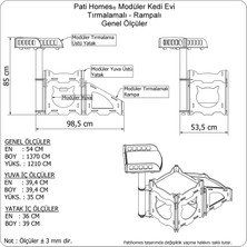 Pati Homes Modüler Kedi Evi  Tırmalama Rampalı - Yataklı