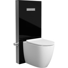 VitrA Vitrus Duvar Önü Cam Rezervuar, Duvara Tam Dayalı Yerden Klozetler için, Stop Valfli, Siyah