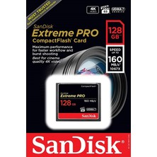 Sandisk Extreme Pro 128 GB 4K Compact Flash Cf Hafıza Kartı (160MBS)