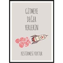 Beril Yamaç Design Studio Gitmeye Değer Yerlerin Kestirmesi Yoktur Roket İllüstrasyon Poster