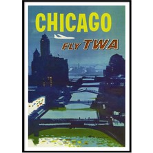 Beril Yamaç Design Studio Chicago TWA Vintage Reprodüksiyon Poster