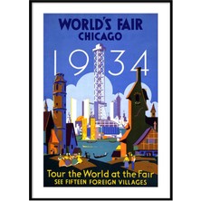 Beril Yamaç Design Studio Chicago 1934 Vintage Reprodüksiyon Poster