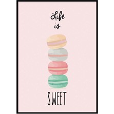 Beril Yamaç Design Studio Life Is Sweet Macaron İllüstrasyon Poster