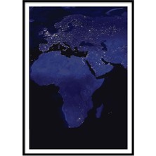 Beril Yamaç Design Studio Doğu Yarım Küre Dünyada Gece HD Poster