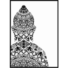 Beril Yamaç Design Studio Ganesha Yoga Meditasyon Siyah Beyaz Mandala Poster