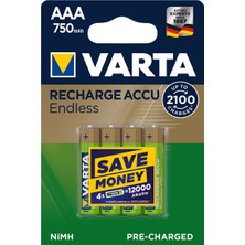 Varta Recharge Accu Endless Aaa 750 Mah Ince Şarjlı Pil 4'lü