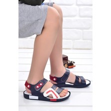 Kiko Şb 2498 07  Erkek Çocuk Sandalet Terlik Lacivert Beyaz