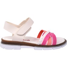 Kiko Şb 2469 78  Kız Çocuk Sandalet Terlik Fuşya Somon Beyaz
