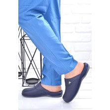 Ceyo 9846 Flex 1 Jelli Sabo Terlik Erkek Lacivert Suni Deri Rahat ve Hafif Günlük Kullanım