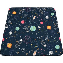 Space 150x150 cm Oyun Matı Bebek Ve Çocuk Halısı Uzay Lacivert