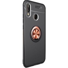 TahTicMer Xiaomi Mi A2 Lite Kılıf Silikon Yüzüklü Standlı Metal Araç Tutuculu Ravel Tpu Siyah Rose Gold