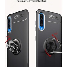 TahTicMer Xiaomi Redmi Note 7 Kılıf Silikon Yüzüklü Standlı Metal Araç Tutuculu Ravel Tpu Kırmızı