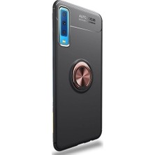 TahTicMer Xiaomi Mi 9 Lite Kılıf Silikon Yüzüklü Standlı Metal Araç Tutuculu Ravel Tpu Siyah Rose Gold