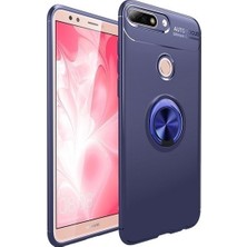 TahTicMer Oppo RX17 Pro Kılıf Silikon Yüzüklü Standlı Metal Araç Tutuculu Ravel Tpu Lacivert