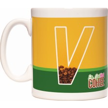 Rock'n Fox V Harfli Kahve Tasarımlı Baş Harf First Coffee Kupa Bardak