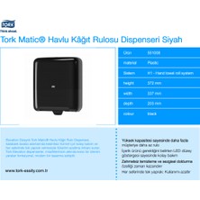 Tork 551008 Matic® Havlu Kâğıt Rulosu Dispenseri Siyah
