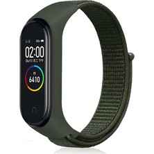 Gpack Xiaomi Mi Band 3 Kılıf Kumaş CırtCırt Kordon Velcro Koyu Yeşil