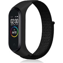 Gpack Xiaomi Mi Band 3 Kılıf Kumaş CırtCırt Kordon Velcro Siyah