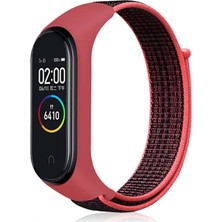 Gpack Xiaomi Mi Band 4 Kılıf Kumaş CırtCırt Kordon Velcro Bordo