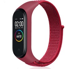 Gpack Xiaomi Mi Band 4 Kılıf Kumaş CırtCırt Kordon Velcro Kırmızı