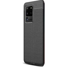Case Street Samsung Galaxy S20 Ultra Kılıf Niss Silikon Deri Görünümlü Siyah