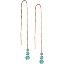 By Barun Üç Taşlı Firuze Küpe Rose