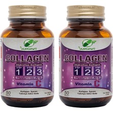 Yurdavit Hidrolize Collagen () Type (Tip) 1-2-3 Hyaluronic Acid Vitamin C 2 Adet 50 Tablet