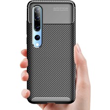 Case 4U Xiaomi Mi 10 Kılıf Rugged Armor Karbon Desenli Lüx Negro Silikon Arka Kapak Siyah