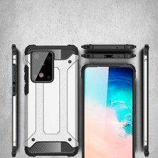 Case 4U Galaxy S20 Ultra Uyumlu Kılıf Military Armor Çift Katmanlı Crash Silikon Kılıf Siyah