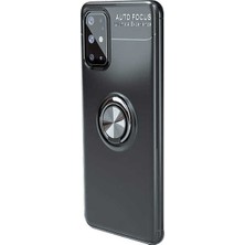 Case 4U Samsung Galaxy S20 Plus Uyumlu Kılıf Autofocus Shockprof Ravel Yüzüklü Standlı Slikon Kapak Siyah