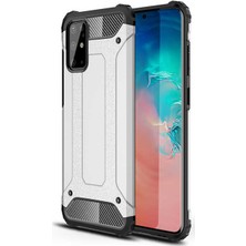 Case 4U Galaxy S20 Plus Kılıf Military Armor Çift Katmanlı Crash Silikon Kılıf Gümüş