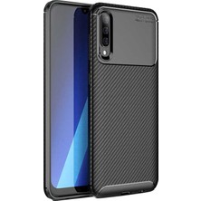 Case 4U Samsung Galaxy A30S - A50 - A50S Uyumlu Kılıf Karbon Desenli Sert Silikon Arka Kapak Negro Siyah