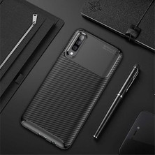 Case 4U Samsung Galaxy A30S - A50 - A50S Uyumlu Kılıf Karbon Desenli Sert Silikon Arka Kapak Negro Siyah