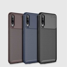 Case 4U Samsung Galaxy A30S - A50 - A50S Uyumlu Kılıf Karbon Desenli Sert Silikon Arka Kapak Negro Siyah