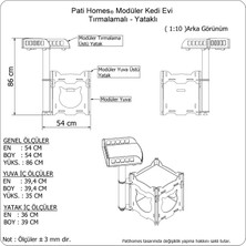 Pati Homes Modüler Kedi Evi Yatak + Tırmalama