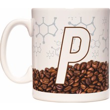 Rock'n Fox P Harfli Kahve Kafein Tasarımlı Baş Harf Kupa Bardak