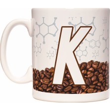 Rock'n Fox K Harfli Kahve Kafein Tasarımlı Baş Harf Kupa Bardak