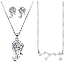 Chavin Zirkon Taşlı Başak Burç Kolye Küpe Seti dt30