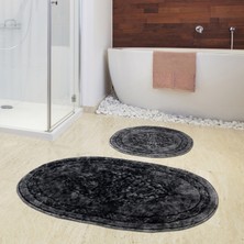 Alanur Home Damaks Oval Cotton 2'li Paspas Eskitme Antrasit