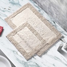 Alanur Home Salina Cotton Makarnalı Yıkanabilir 2'li Paspas Seti Klozet Takımı Cappuccino