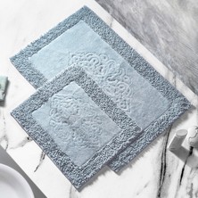 Alanur Home Salina Cotton Makarnalı Yıkanabilir 2'li Paspas Seti Klozet Takımı Gri
